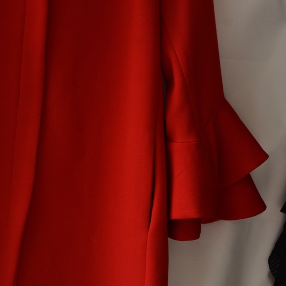 Red Woman's Coat Ruffle Sleeves Zara SZ 12 - Picture 3 of 8